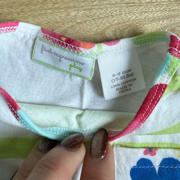 First Impressions Bright Floral & Striped Matching Set sz: 6-9 months - Picture 4 of 8